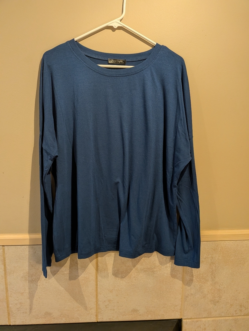 Blue Long Sleeve Crew/Baby Scoop Neck Tee, Size L